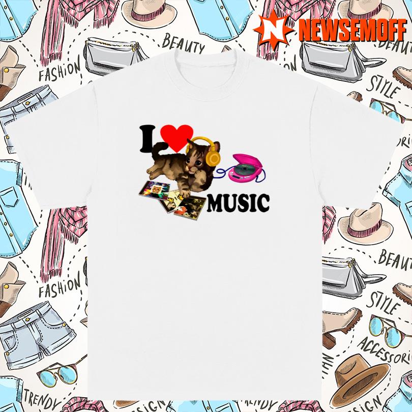 Cat Listening To Music Tee