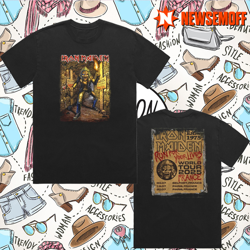 Iron Maiden Run For Your Lives 2025 Tour Paris Merch